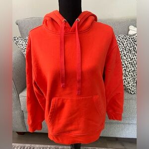 Athleta Red Hooded Crewneck Sweatshirt